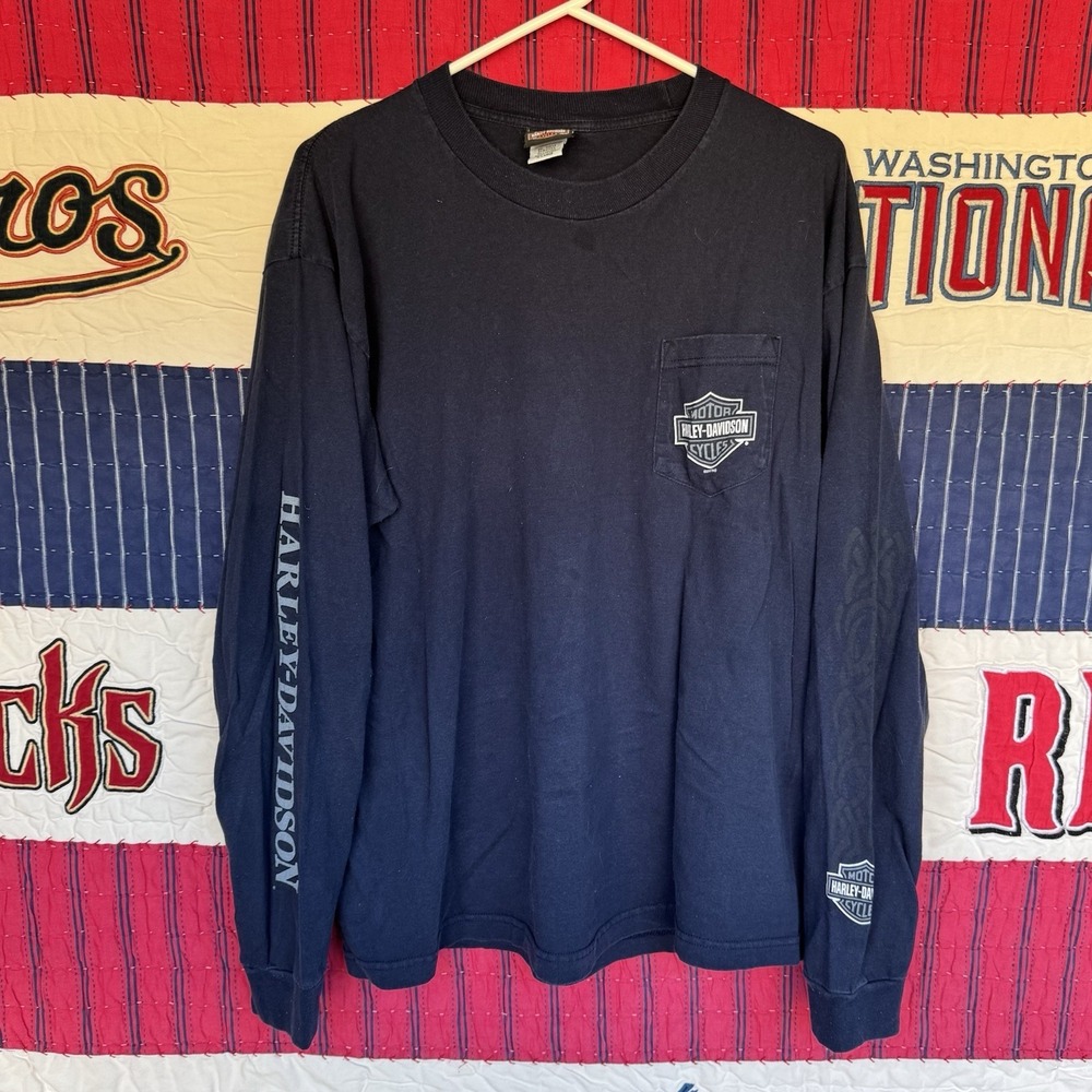 Size XL - Men's‎ Harley Davidson T-Shirt Long Sleeve Blue Statesville, NC 2006